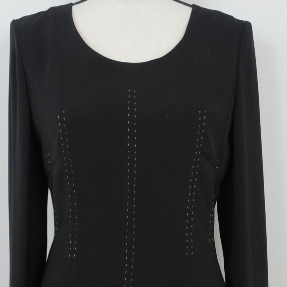 J' story Black Tan Stitching Detail Size 8 Dress - Picture 4 of 11